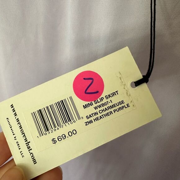 WeWoreWhat REVOLVE Mini Slip Skirt Satin Charmeuse Heather Purple Small NWT - Picture 3 of 7